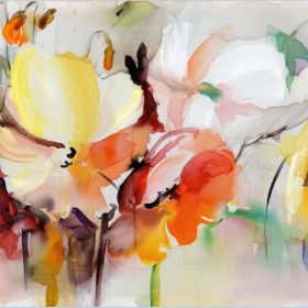 Flowers Oil Painting, Modern Wall Art Decor Floral Painting Printed on Canvas