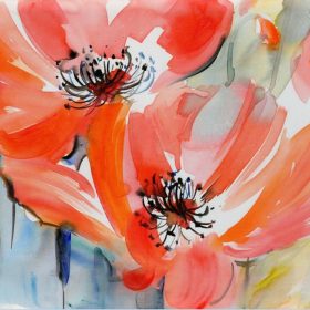 Flowers Oil Painting, Modern Wall Art Decor Floral Painting Printed on Canvas