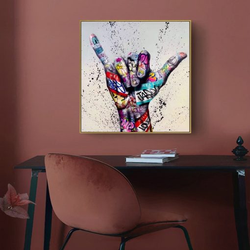 Graffiti Art The Shaka Sign, Modern Abstract Wall Art Printed on Canvas