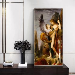 Classic Art Painting Oedipus and the Sphinx by Gustave Moreau, Printed on Canvas