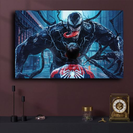 "Venom" The enemy of Spiderman, Digital Art Painting Printed on Canvas