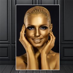 Beautiful and Elegant Canvas Art of Woman Portrait with Gold Makeup - Print on Canvas