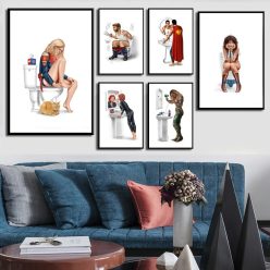 Fun Superheroes Bathroom Images Printed on Canvas