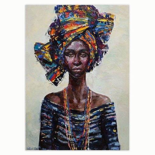 African Abstract Art Oil Painting, Modern Wall Art Printed on Canvas