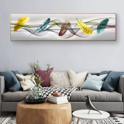 Modern Art Colorful Feathers Painting - Printed on Canvas