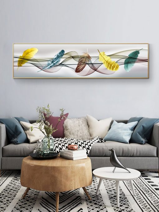 Modern Art Colorful Feathers Painting - Printed on Canvas