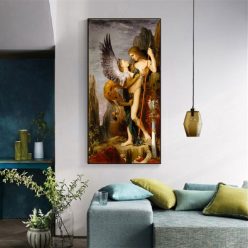 Classic Art Painting Oedipus and the Sphinx by Gustave Moreau, Printed on Canvas