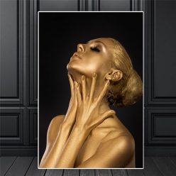 Beautiful and Elegant Canvas Art of Woman Portrait with Gold Makeup - Print on Canvas