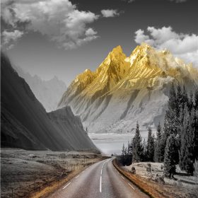 A Wonderful Nature Scenery Of Road Landscape - Print on Canvas