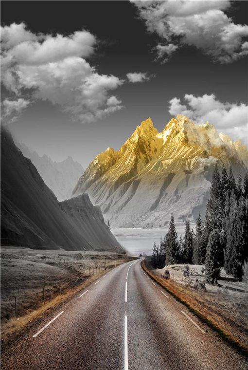 A Wonderful Nature Scenery Of Road Landscape - Print on Canvas