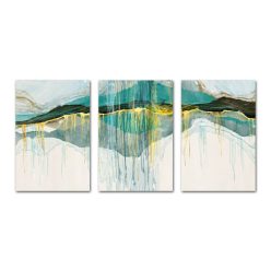 Gold Green Blue Abstract Art Painting Nordic Style Printed on Canvas