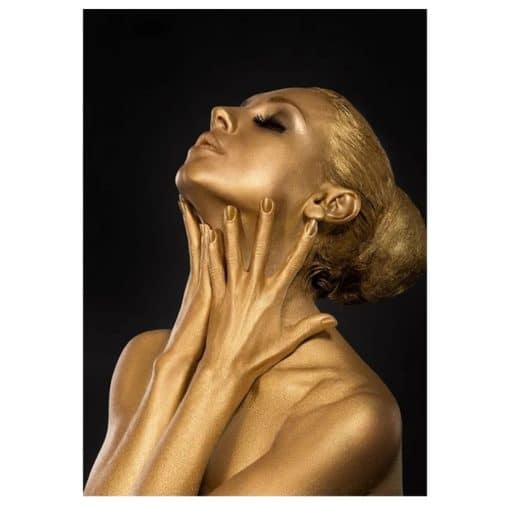 Beautiful and Elegant Canvas Art of Woman Portrait with Gold Makeup - Print on Canvas - Image 2