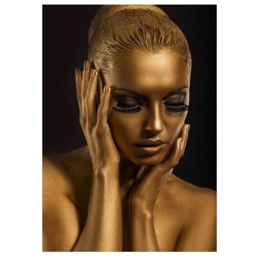 Beautiful and Elegant Canvas Art of Woman Portrait with Gold Makeup - Print on Canvas - Image 3