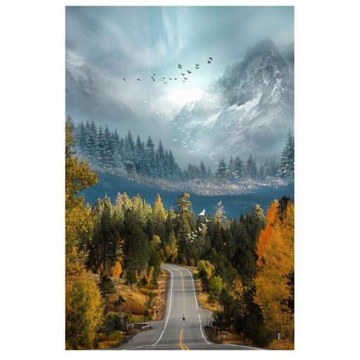 Wonderful Nature Scenery Of Road Landscape Printed on Canvas - Image 2