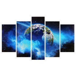 5Pcs Frameless Huge Wall Art Oil Painting Pictures Print Blue Planet Canvas Painting Home Office Living Room Decor