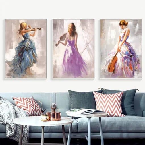 Abstract Wall Art the Violin Player Printed on Canvas