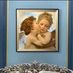 Famous Painting Lamour and Psyche Children Posters and Prints Wall Art Canvas Painting First Kiss Pictures for Living Room Decor