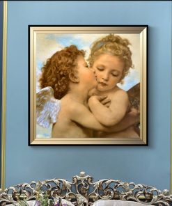 Famous Painting Lamour and Psyche Children Posters and Prints Wall Art Canvas Painting First Kiss Pictures for Living Room Decor