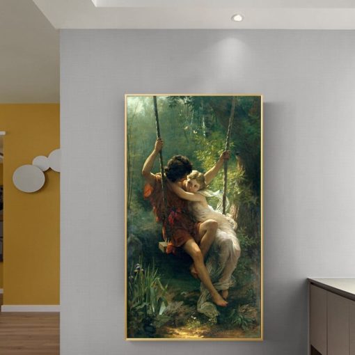 France Painter Pierre Auguste Cot's Springtime Posters Print on Canvas Wall Art Canvas Famous Painting for Living Room Decor