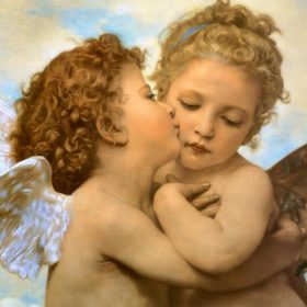 Famous Painting Lamour and Psyche Children Posters and Prints Wall Art Canvas Painting First Kiss Pictures for Living Room Decor