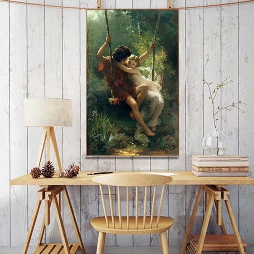 France Painter Pierre Auguste Cot's Springtime Posters Print on Canvas Wall Art Canvas Famous Painting for Living Room Decor