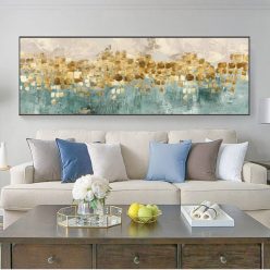 Modern Abstract Oil Painting on Canvas Posters and Prints Wall Art Golden Money Beach Pictures for Living Room Decor No Frame