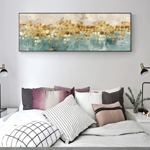 Modern Abstract Oil Painting on Canvas Posters and Prints Wall Art Golden Money Beach Pictures for Living Room Decor No Frame