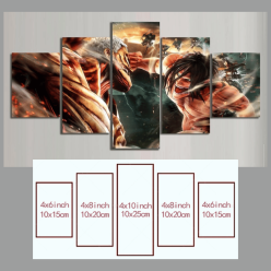 Attack On Titan 5 Pieces Animation Paintings