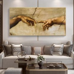 The Creation Of Adam by Michelangelo Famous Art Canvas Paintings On the Wall Art Posters And Prints Hand to Hand Art Pictures