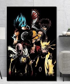 Japan Anime Cartoon Characters Poster Canvas Painting Goku Naruto Luffy Posters Prints Wall Art Picture Kids Room Decor Cuadros