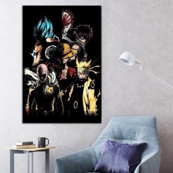 Japan Anime Cartoon Characters Poster Canvas Painting Goku Naruto Luffy Posters Prints Wall Art Picture Kids Room Decor Cuadros