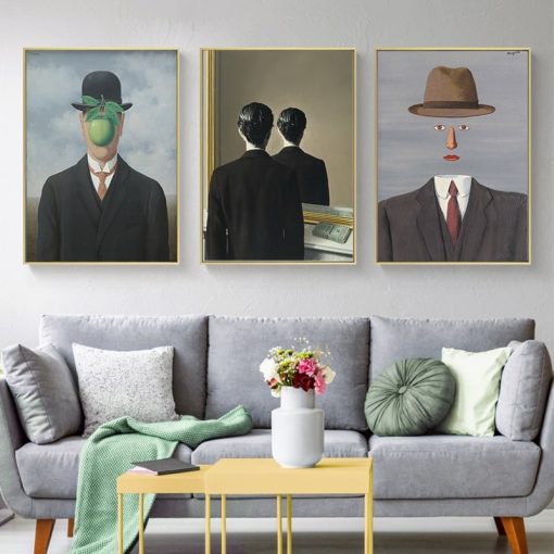 Rene Magritte Canvas Painting Surrealism Classic Artwork Reproduction Posters and Print Wall Art Picture for Living Room Cuadros