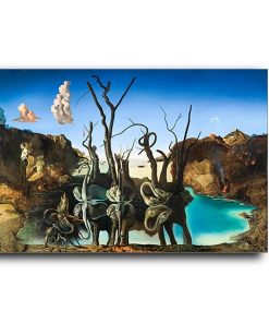 Salvador Dali Swans Reflecting Elephants Canvas Painting Abstract Posters and Print Wall Art Picture Living Room Decor Cuadros