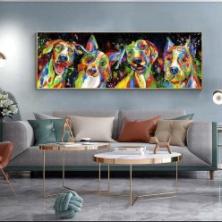 Abstract Animals Art Canvas Paintings On The Wall Posters And Prints Colorful Dogs Canvas Pictures For Kids Room Decoration