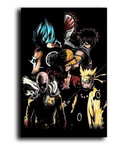 Japan Anime Cartoon Characters Poster Canvas Painting Goku Naruto Luffy Posters Prints Wall Art Picture Kids Room Decor Cuadros