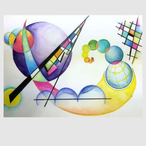 Surrealism Oil Painting in Wassily Kandinsky Style Printed on Canvas - Image 2