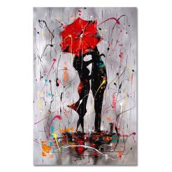 Abstract Red Lovers Umbrella Oil Painting on Canvas Scandinavian Posters and Prints Cuadros Wall Art Picture for Living Room