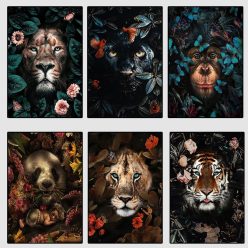 Wild Jungle Animal Paintings Printed on Canvas