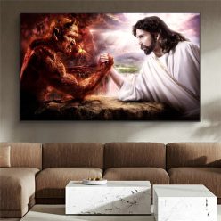 God Jesus Vs Satan Devil Art Picture On Canvas Painting Poster And Prints Religion Wall Art Decoration For Christian Living Room