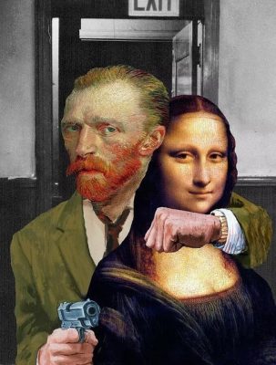 Funny Art Van Gogh and Mona Lisa Canvas Posters and print Abstract Famous Oil Paintings on Canvas Wall Pictures for Home Cuadros