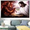 God Jesus vs Satan Devil Religion Wall Art Painting 