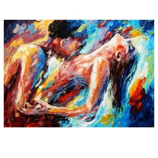 Abstract Body Art Graffiti Naked Man and Woman Oil Painting - Image 2