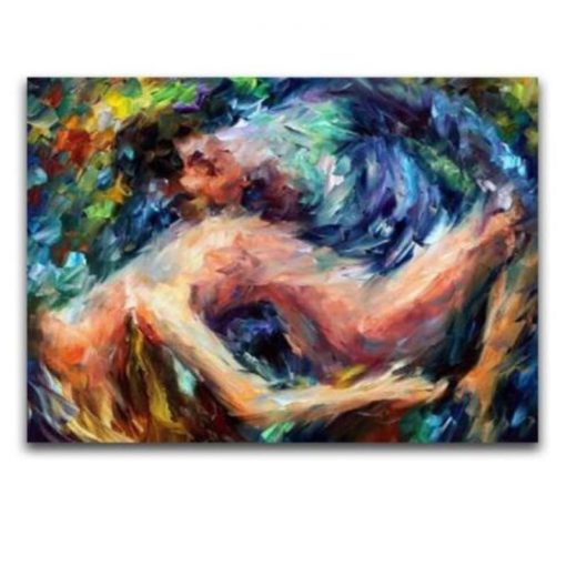 Abstract Body Art Graffiti Naked Man and Woman Oil Painting - Image 7