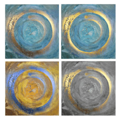 Abstract Blue and Gold Oil Painting Scandinavian Style Printed on Canvas