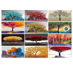 Modern Art Beautiful Colorful Trees Landscape Painting Printed on Canvas