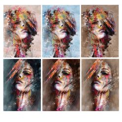 Colorful Woman Portrait Graffiti Art Paintings Printed on Canvas