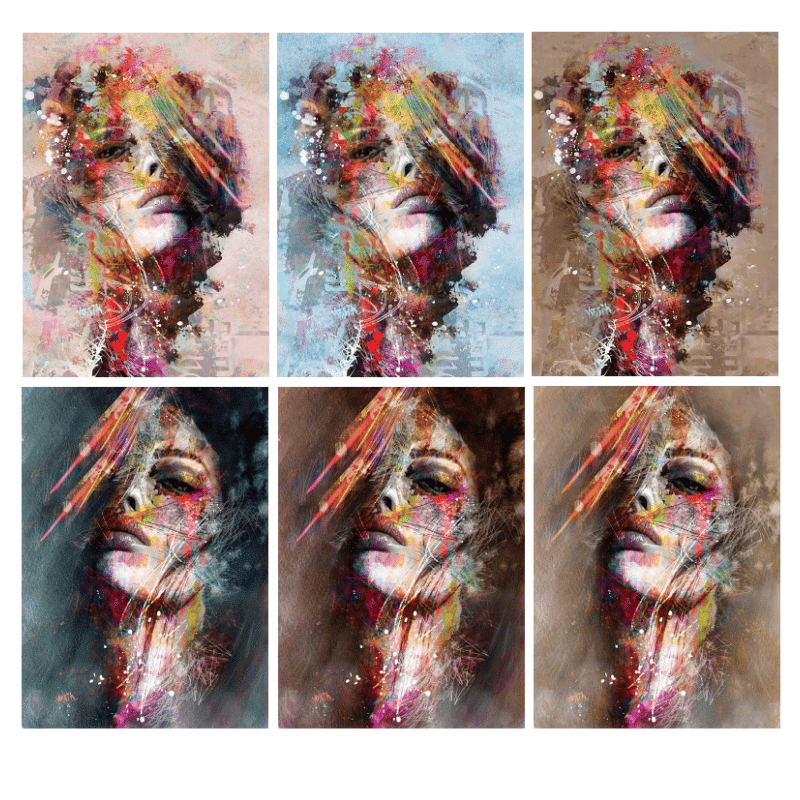 Colorful Woman Portrait Graffiti Paintings Printed on Canvas 