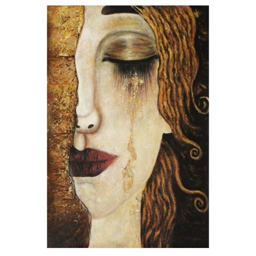 Classic Abstract Oil Painting Freya Tears Influenced by Gustav Klimt - Image 2