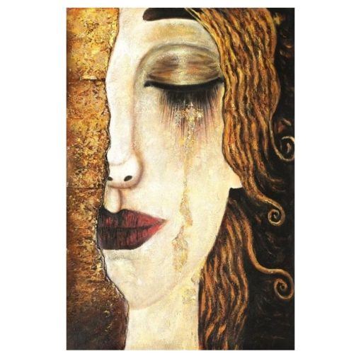 Classic Abstract Oil Painting Freya Tears Influenced by Gustav Klimt - Image 3