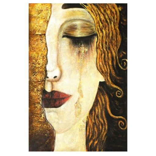 Classic Abstract Oil Painting Freya Tears Influenced by Gustav Klimt - Image 4